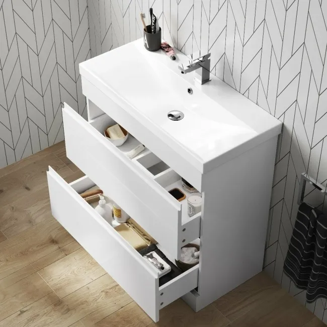 Trent Gloss White Basin Drawer Vanity 800mm