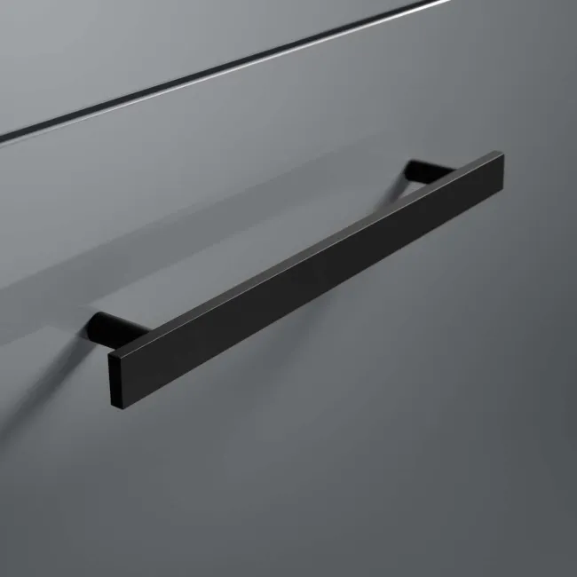 Avon Stone Grey Vanity Drawer with Curved Counter Top Basin 600mm - Black Accents