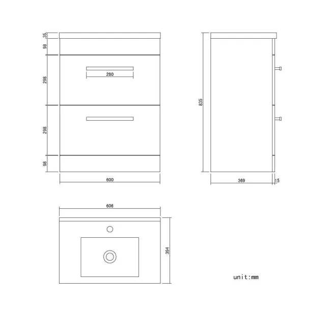 Avon Gloss White Basin Drawer Vanity 600mm and Toilet Set
