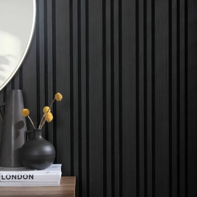 Trepanel Design® Noir Black Multi-Width Acoustic Wood Wall Panels