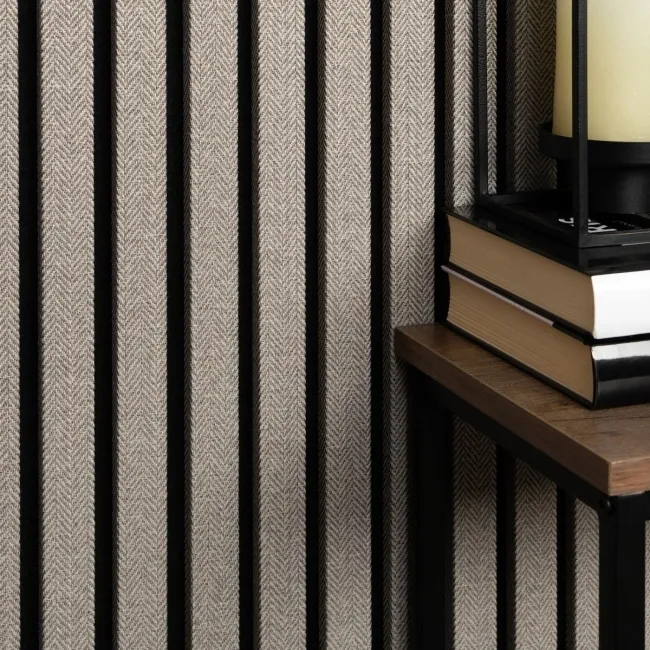 Trepanel® Texture Beige Herringbone Acoustic Wood & Felt Slat Panels