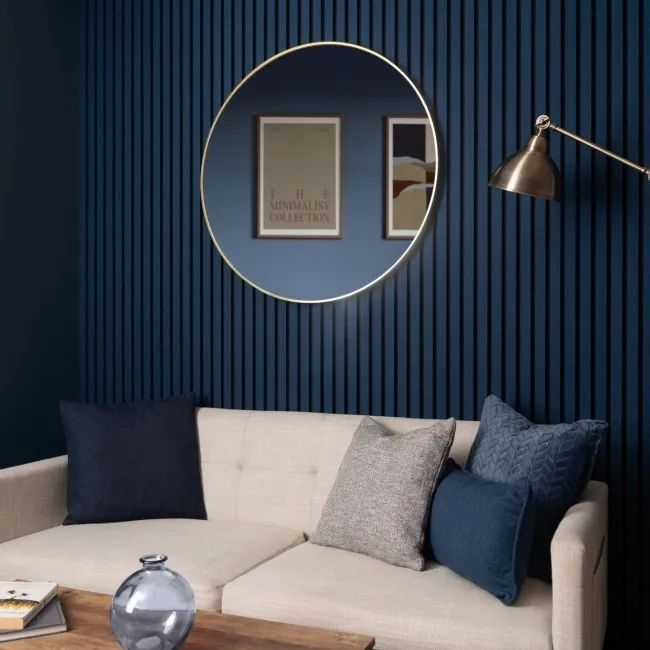 Trepanel® Texture Denim Blue Herringbone Acoustic Wood & Felt Slat Panels