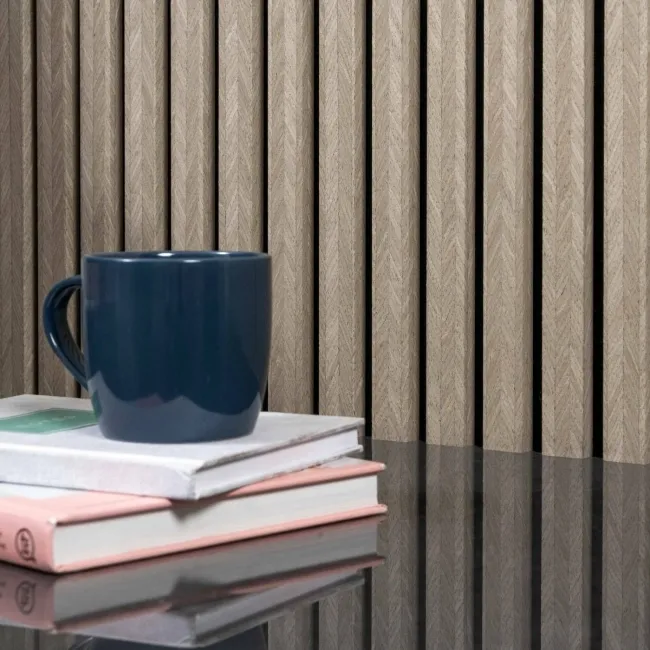 Trepanel® Chevron Hessian Beige Acoustic Wood Wall Panels