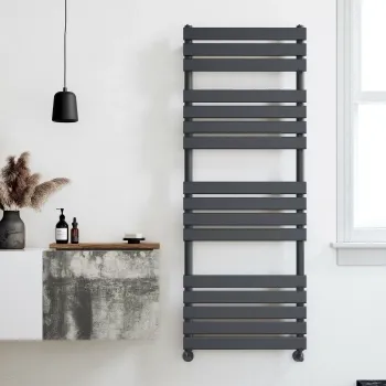 Santorini Anthracite Flat Panel Heated Towel Rail 1600x600mm