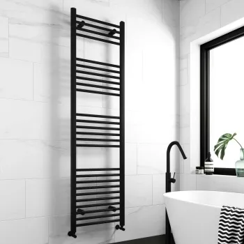 Barcelona Matt Black Straight Heated Towel Rail 1800x500mm