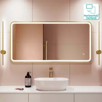 Olivia Brushed Brass Illuminated LED Mirror 600x1200mm