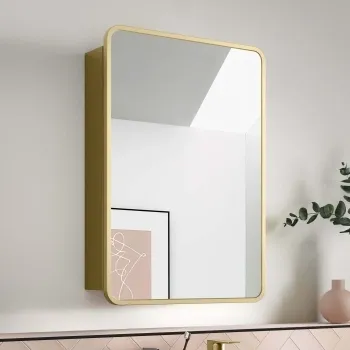 Olivia Matt Brass Mirror Cabinet 710x500mm