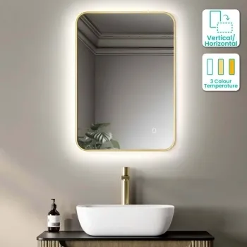Olivia Brushed Brass Backlit llluminated LED Mirror 700x500mm