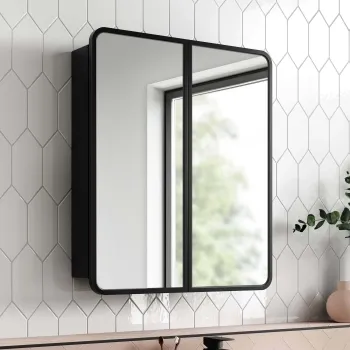 Olivia Black Framed Mirror Cabinet 710x600mm