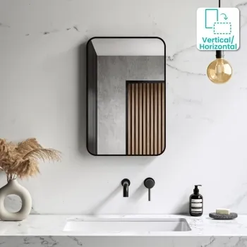 Essence Black Framed Rectangular Bathroom Mirror 600x400mm