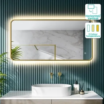 Mila Brushed Brass Backlit llluminated LED Mirror 600x1200mm