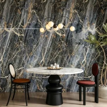 Trepanel Aqua Luxe® Blue Dramatic Marble Effect Embossed Gloss SPC XXL Wall Panel