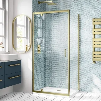 London Brushed Brass 6mm Pivot Shower Enclosure 900x760mm