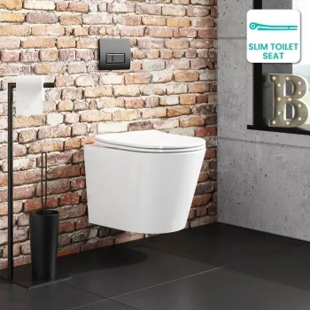 Boston Rimless Wall Hung Toilet With Premium Soft Close Slim Seat