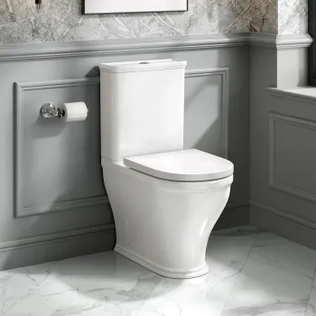Kansas Traditional Rimless Close Coupled Toilet With Premium Soft Close Seat