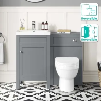 Bermuda Dove Grey Combination Vanity Basin and Seattle Toilet 1000mm