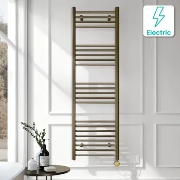 Barcelona Electric Antique Gold Straight Heated Towel Rail 1600x500mm