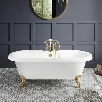 Grosvenor 1700mm Roll Top Bath - Brushed Brass Ball Feet