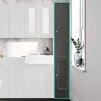 Monaco Graphite Grey Floor Standing Tall Cabinet Unit 1900x300mm - Brushed Brass Accents
