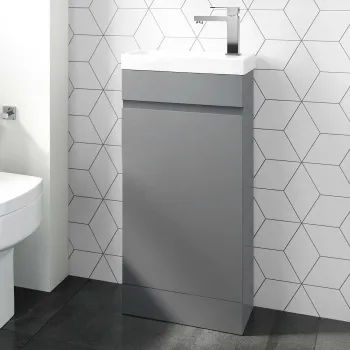 Trent Stone Grey Cloakroom Floor Standing Basin Vanity 400mm