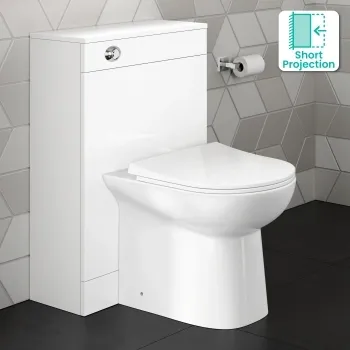 Avon & Trent Gloss White Slimline Back To Wall Unit and Aruba Toilet