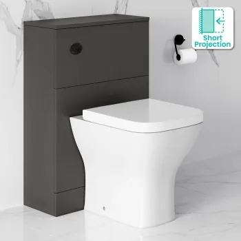 Elba Graphite Grey Slimline Back To Wall Unit and Atlanta Toilet - Black Accents