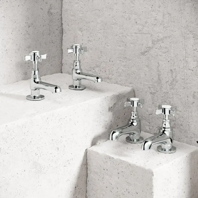 Nene Traditional Chrome Hot and Cold Basin & Bath Taps Set