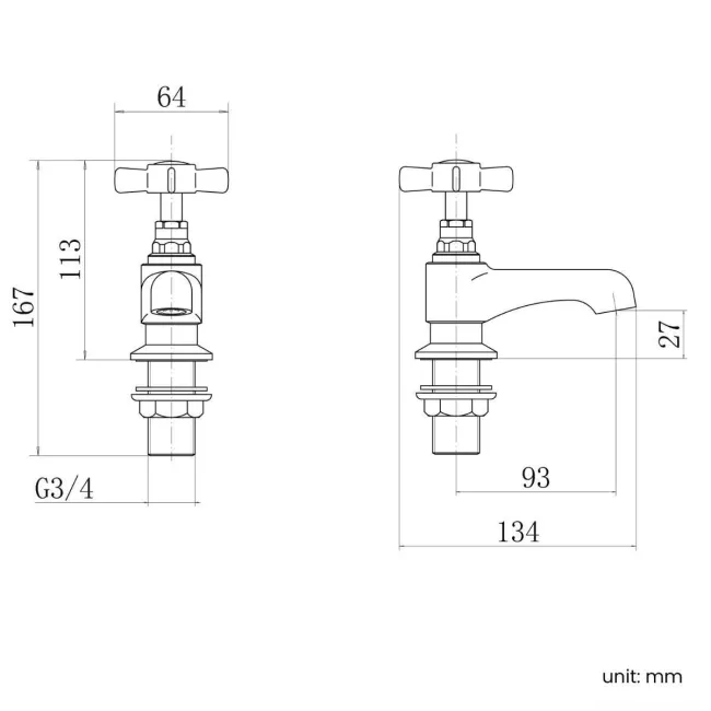 Nene Traditional Chrome Hot and Cold Basin & Bath Taps Set