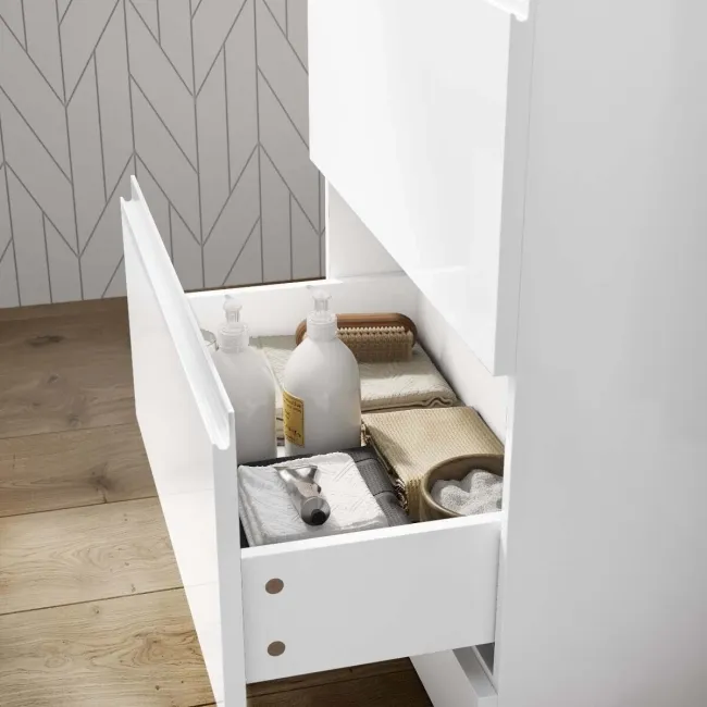 Trent Gloss White Basin Drawer Vanity 600mm and Toilet Set