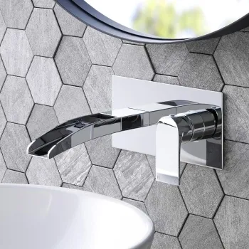 Eden Chrome Waterfall Wall Mounted Basin Mixer Tap