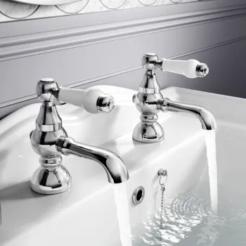 Beauly Traditional Chrome Hot & Cold Basin Taps