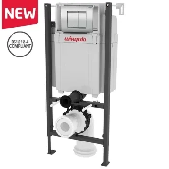 Wirquin Universal Wall Hung Toilet Frame & Cistern with Chrome Push Plate