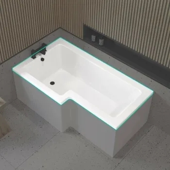 L Shaped 1600 Shower Bath - Left Handed
