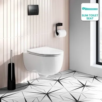 Tulsa Rimless Wall Hung Toilet With Premium Soft Close Slim Seat