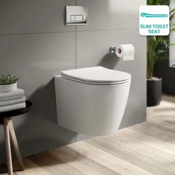 Utah Rimless Wall Hung Toilet With Premium Soft Close Slim Seat