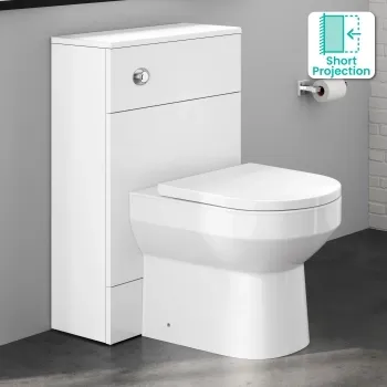 Harper Gloss White Back To Wall Unit 500mm and Miami Toilet