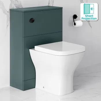 Midnight Green Slimline Back To Wall Unit and Atlanta Toilet - Black Accents