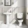 Hudson Traditional Toilet With Graphite Grey Seat & Pedestal Basin Set - Double Tap Hole