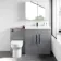 Avon Stone Grey Combination Vanity Basin and Miami Toilet 1300mm - Black Accents