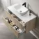 Crete Fluted Apex Oak Wall Hung Drawer Vanity with Marble Top & Curved Basin 1000mm