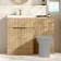 Havana Fluted Country Oak Basin Vanity and Back To Wall Toilet Unit 1100mm (Excludes Toilet) - Brushed Brass Accents