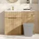 Havana Fluted Country Oak Basin Vanity and Back To Wall Toilet Unit 1100mm (Excludes Toilet) - Brushed Brass Accents - Left Handed