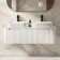 Sorrento Fluted Coastal White Double Wall Hung Drawer Vanity with Marble Top & Reno Basin 1200mm