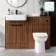 Sicily Fluted Black Walnut Combination Vanity Basin and Aruba Toilet 1200mm - Black Accents