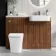 Sicily Fluted Black Walnut Combination Vanity Basin and Houston Toilet 1200mm - Chrome Handles - Right Handed