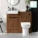 Sicily Fluted Black Walnut Combination Vanity Basin and Aruba Toilet 1000mm - Black Accents