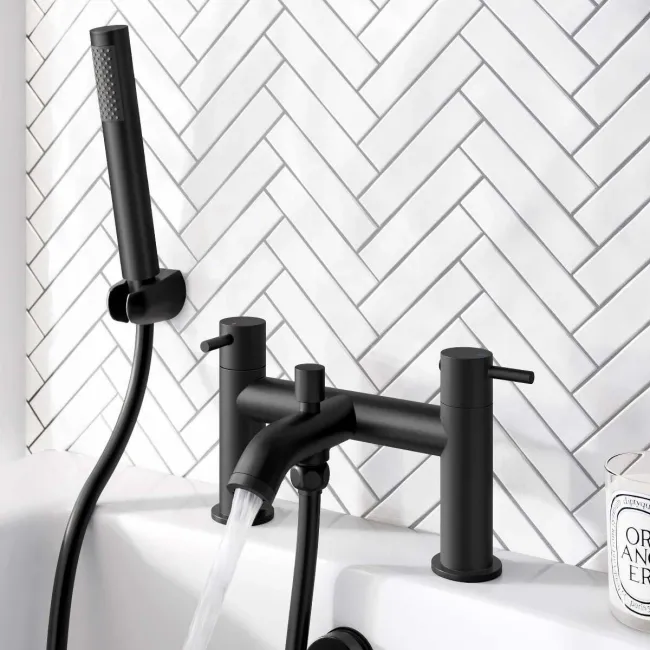 Trent Matt Black Bath Filler & Handheld Shower