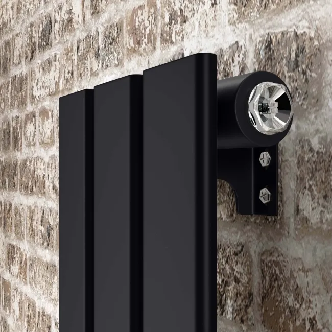 Faro Matt Black Single Flat Panel Vertical Radiator 1600x210mm