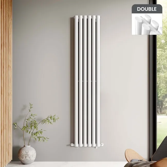 Marbella White Double Oval Panel Radiator 1800x360mm