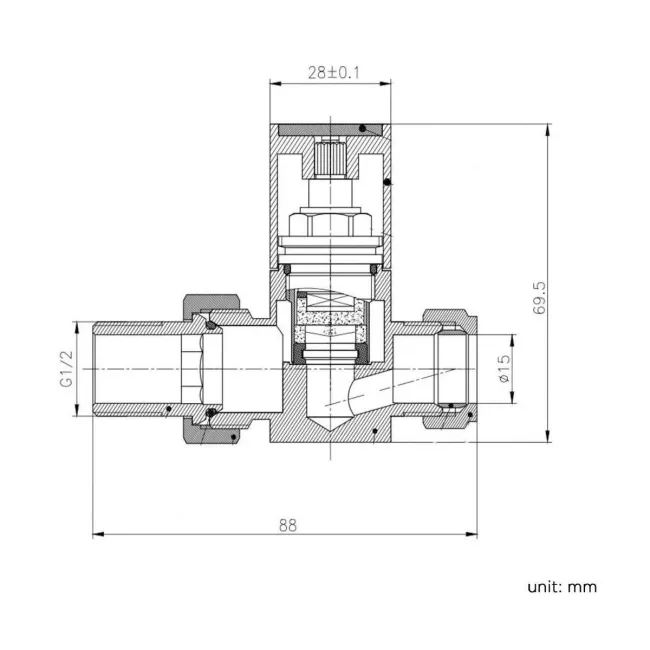 Matt Black Square Straight Manual Radiator Valves (Pair) Standard 15mm